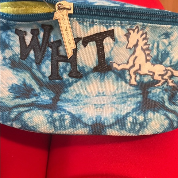 ( 0316) Unisex Blue Tie-Dye Fanny Pack W/ WHT Horse Art - Picture 5 of 16